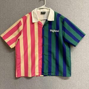 Mifland Cropped Camp Shirt Boxy Fit Striped Multicolor Unisex Large